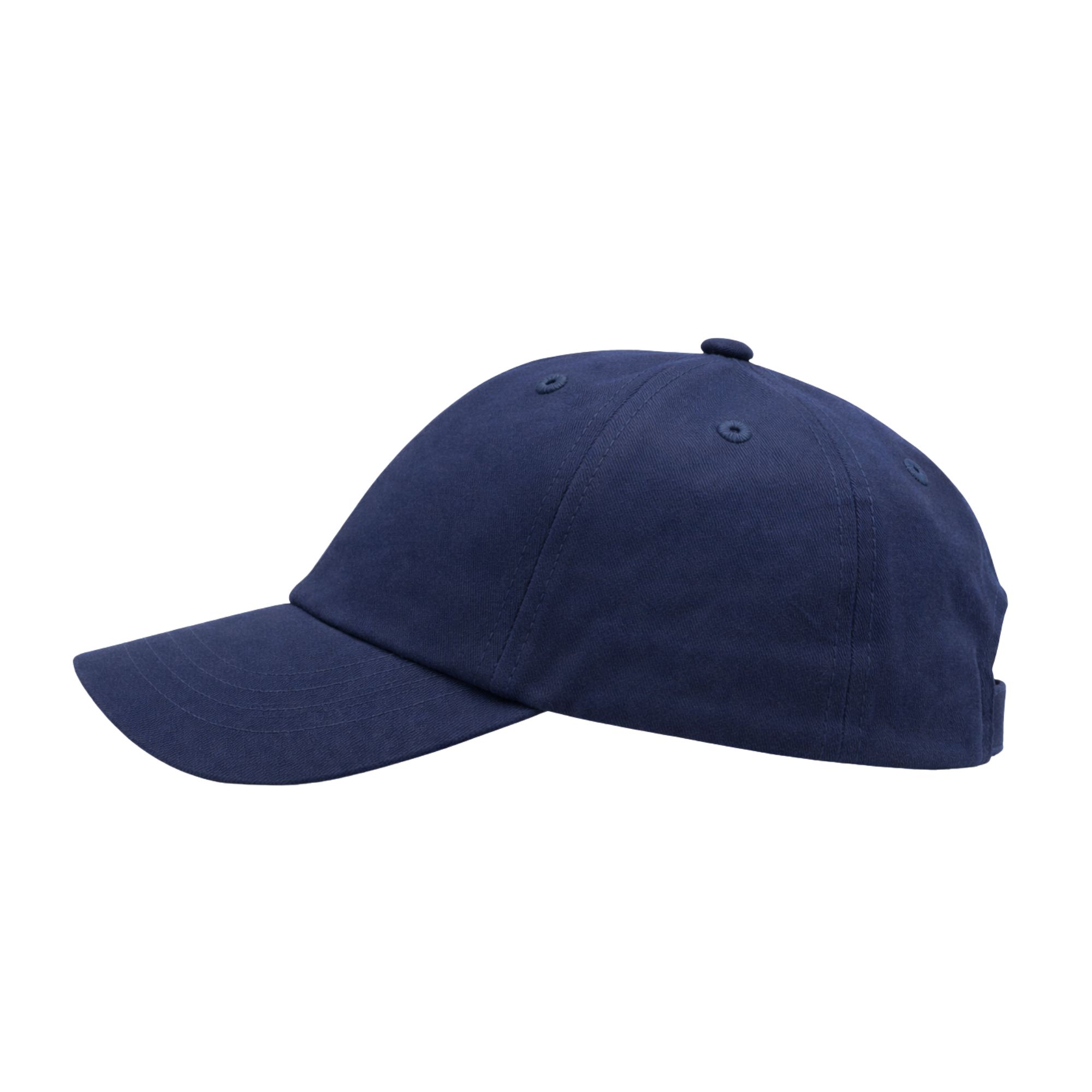 CLASSIC_BLEU_MARINE_COTE_GAUCHE.jpg Casquette CLASSIC bleu marine personnalisable vue de coté gauche