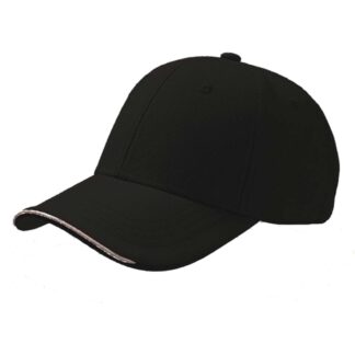 Casquette ESTORIL noire personnalisable vue de 3 quart face