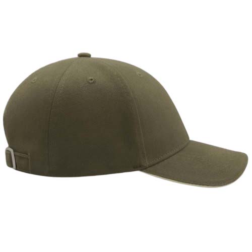 Casquette LIBERTY SANDWICH vert kaki/beige personnalisable vue de coté droit