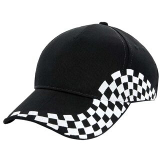 Casquette RALLY noire/blanc personnalisable vue de 3 quart face