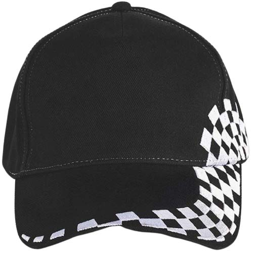 Casquette RALLY noire/blanc personnalisable vue de face