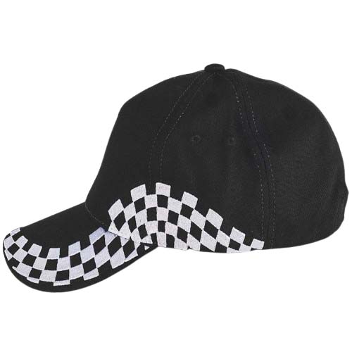 Casquette RALLY noire/blanc personnalisable vue de coté gauche