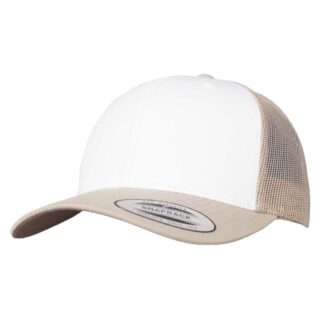Casquette RETRO TRUCKER BICOLORE CF beige/blanc personnalisable vue de 3 quart face