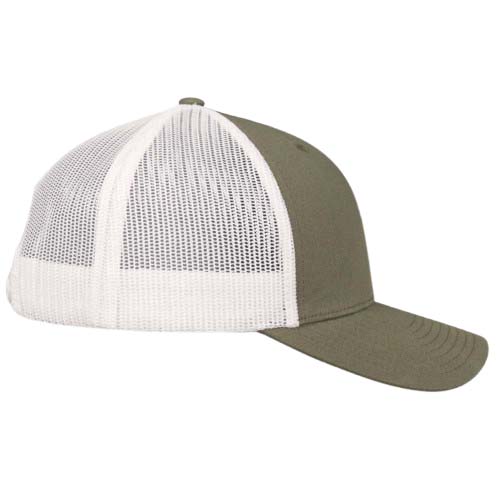 RETRO_TRUCKER_BICOLORE_VERT KAKI BLANC_DROIT Casquette RETRO TRUCKER BICOLORE vert kaki/blanc personnalisable vue de coté droit