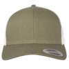 RETRO_TRUCKER_BICOLORE_VERT KAKI BLANC_FACE Casquette RETRO TRUCKER BICOLORE vert kaki/blanc personnalisable vue de face
