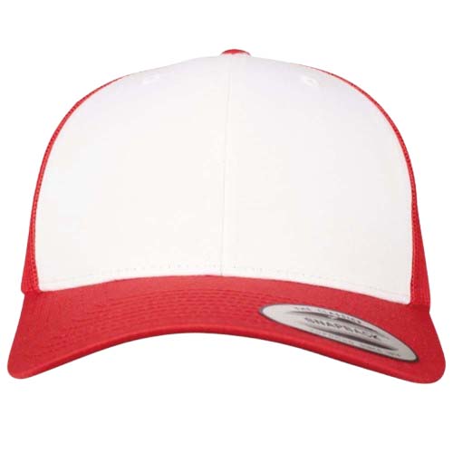 Casquette RETRO TRUCKER CF rouge/blanc personnalisable vue de face