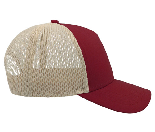 Casquette RAPPER COTTON bordeaux/beige personnalisable vue de coté droit