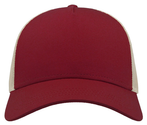 Casquette RAPPER COTTON bordeaux/beige personnalisable vue de face