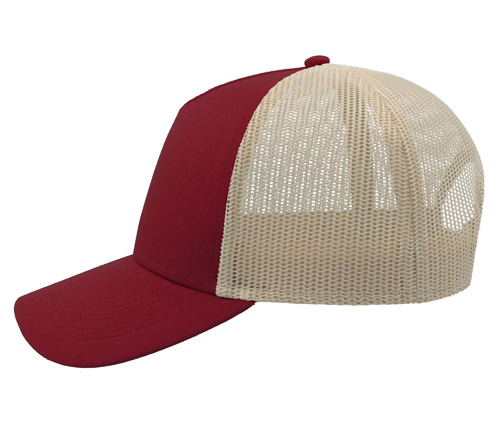 Casquette RAPPER COTTON bordeaux/beige personnalisable vue de coté gauche